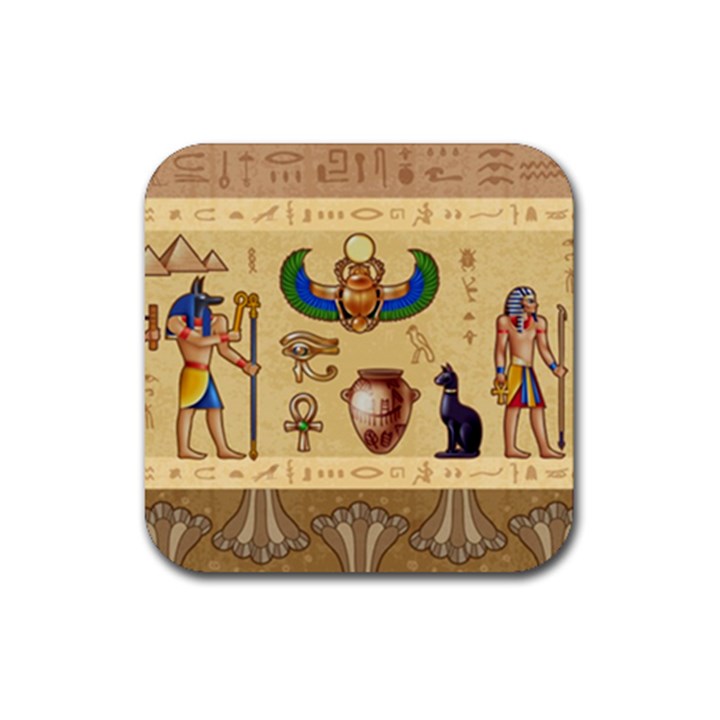 Egypt Horizontal Illustration Rubber Coaster (Square) 