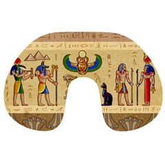 Egypt Horizontal Illustration Travel Neck Pillow by Vaneshart