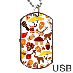 Africa Jungle Ethnic Tribe Travel Seamless Pattern Vector Illustration Dog Tag Usb Flash (two Sides) by Vaneshart