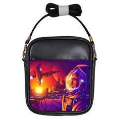 Far Future Human Colonization Girls Sling Bag by Vaneshart