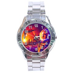 Far Future Human Colonization Stainless Steel Analogue Watch by Vaneshart