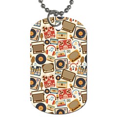 Music Retro Seamless Pattern Dog Tag (one Side) by Vaneshart