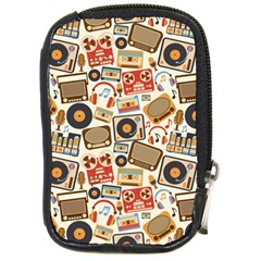 Music Retro Seamless Pattern Compact Camera Leather Case by Vaneshart