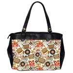 Music Retro Seamless Pattern Oversize Office Handbag (2 Sides) Back