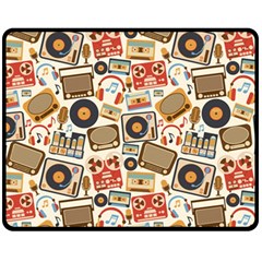 Music Retro Seamless Pattern Fleece Blanket (medium)  by Vaneshart