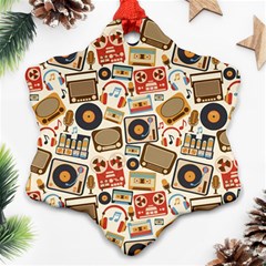 Music Retro Seamless Pattern Ornament (snowflake) by Vaneshart