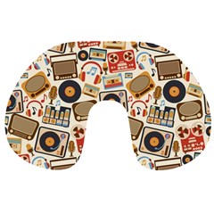 Music Retro Seamless Pattern Travel Neck Pillow by Vaneshart