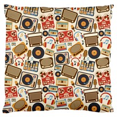 Music Retro Seamless Pattern Large Flano Cushion Case (one Side) by Vaneshart