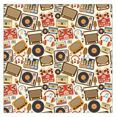 Music Retro Seamless Pattern Large Satin Scarf (square) by Vaneshart