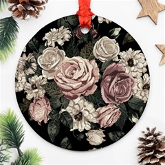 Elegant Seamless Pattern Blush Toned Rustic Flowers Ornament (round) by Vaneshart