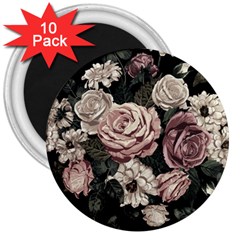 Elegant Seamless Pattern Blush Toned Rustic Flowers 3  Magnets (10 Pack)  by Vaneshart