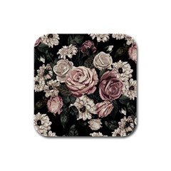 Elegant Seamless Pattern Blush Toned Rustic Flowers Rubber Square Coaster (4 Pack)  by Vaneshart