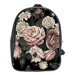 Elegant Seamless Pattern Blush Toned Rustic Flowers School Bag (xl) by Vaneshart