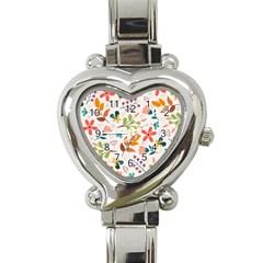 Colorful Ditsy Floral Print Background Heart Italian Charm Watch by Vaneshart