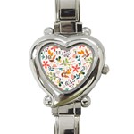 Colorful Ditsy Floral Print Background Heart Italian Charm Watch Front