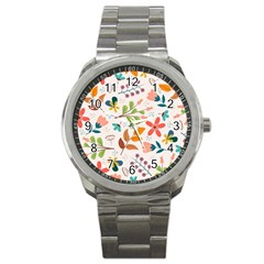 Colorful Ditsy Floral Print Background Sport Metal Watch by Vaneshart