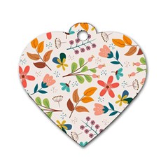 Colorful Ditsy Floral Print Background Dog Tag Heart (two Sides) by Vaneshart