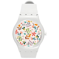 Colorful Ditsy Floral Print Background Round Plastic Sport Watch (m) by Vaneshart