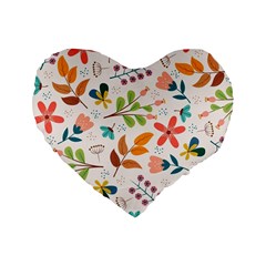 Colorful Ditsy Floral Print Background Standard 16  Premium Flano Heart Shape Cushions by Vaneshart