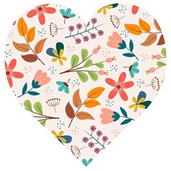 Colorful Ditsy Floral Print Background Wooden Puzzle Heart by Vaneshart