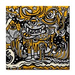 Crazy Abstract Doodle Social Doodle Drawing Style Tile Coaster Front