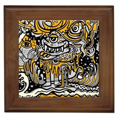 Crazy Abstract Doodle Social Doodle Drawing Style Framed Tile by Vaneshart