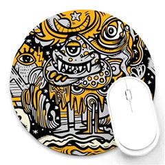 Crazy Abstract Doodle Social Doodle Drawing Style Round Mousepads by Vaneshart