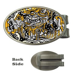 Crazy Abstract Doodle Social Doodle Drawing Style Money Clips (oval)  by Vaneshart