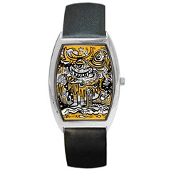 Crazy Abstract Doodle Social Doodle Drawing Style Barrel Style Metal Watch by Vaneshart