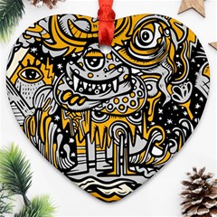 Crazy Abstract Doodle Social Doodle Drawing Style Heart Ornament (two Sides) by Vaneshart