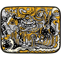 Crazy Abstract Doodle Social Doodle Drawing Style Double Sided Fleece Blanket (mini)  by Vaneshart