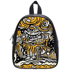 Crazy Abstract Doodle Social Doodle Drawing Style School Bag (small) by Vaneshart