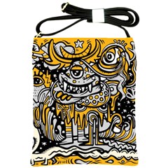 Crazy Abstract Doodle Social Doodle Drawing Style Shoulder Sling Bag by Vaneshart