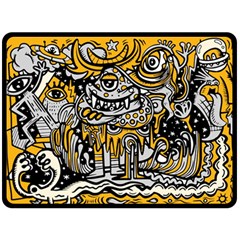 Crazy Abstract Doodle Social Doodle Drawing Style Fleece Blanket (large) 