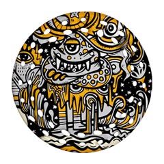 Crazy Abstract Doodle Social Doodle Drawing Style Round Filigree Ornament (two Sides) by Vaneshart