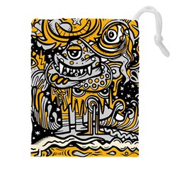 Crazy Abstract Doodle Social Doodle Drawing Style Drawstring Pouch (4xl) by Vaneshart