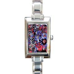 Cute Halloween Monsters Set Background Rectangle Italian Charm Watch by Vaneshart