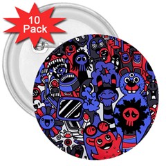 Cute Halloween Monsters Set Background 3  Buttons (10 Pack)  by Vaneshart