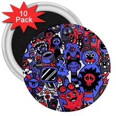 Cute Halloween Monsters Set Background 3  Magnets (10 Pack)  by Vaneshart