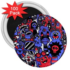 Cute Halloween Monsters Set Background 3  Magnets (100 Pack) by Vaneshart