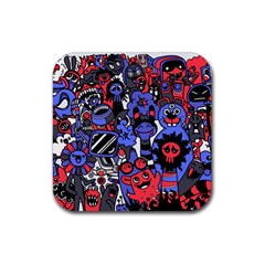 Cute Halloween Monsters Set Background Rubber Coaster (square)  by Vaneshart