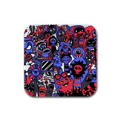 Cute Halloween Monsters Set Background Rubber Square Coaster (4 Pack)  by Vaneshart