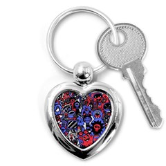 Cute Halloween Monsters Set Background Key Chain (heart) by Vaneshart