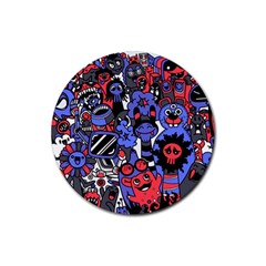 Cute Halloween Monsters Set Background Rubber Coaster (round)  by Vaneshart