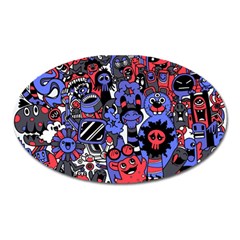 Cute Halloween Monsters Set Background Oval Magnet by Vaneshart