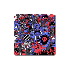 Cute Halloween Monsters Set Background Square Magnet by Vaneshart