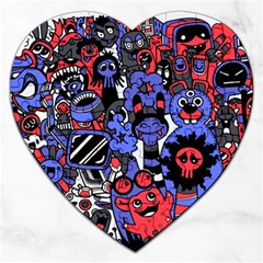 Cute Halloween Monsters Set Background Jigsaw Puzzle (heart) by Vaneshart