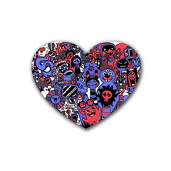 Cute Halloween Monsters Set Background Heart Coaster (4 Pack)  by Vaneshart