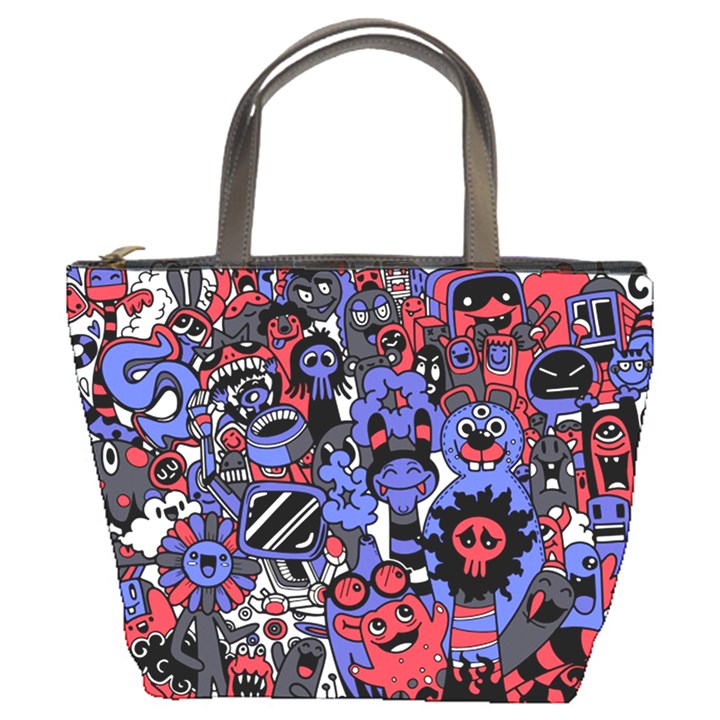 Cute Halloween Monsters Set Background Bucket Bag