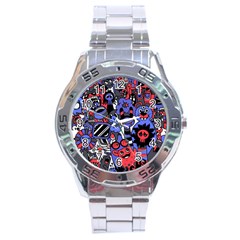 Cute Halloween Monsters Set Background Stainless Steel Analogue Watch by Vaneshart